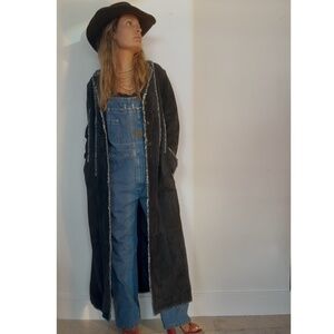Vintage Wilsons Leather Maxima Indigo Blue Suede Longline Coat  Y2K Archive